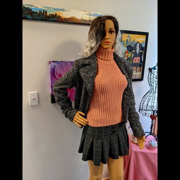 🐰🎀 Forever 21 Contemporary Gray Fuzzy Light Wool Coat Size Small - Picture 1 of 7